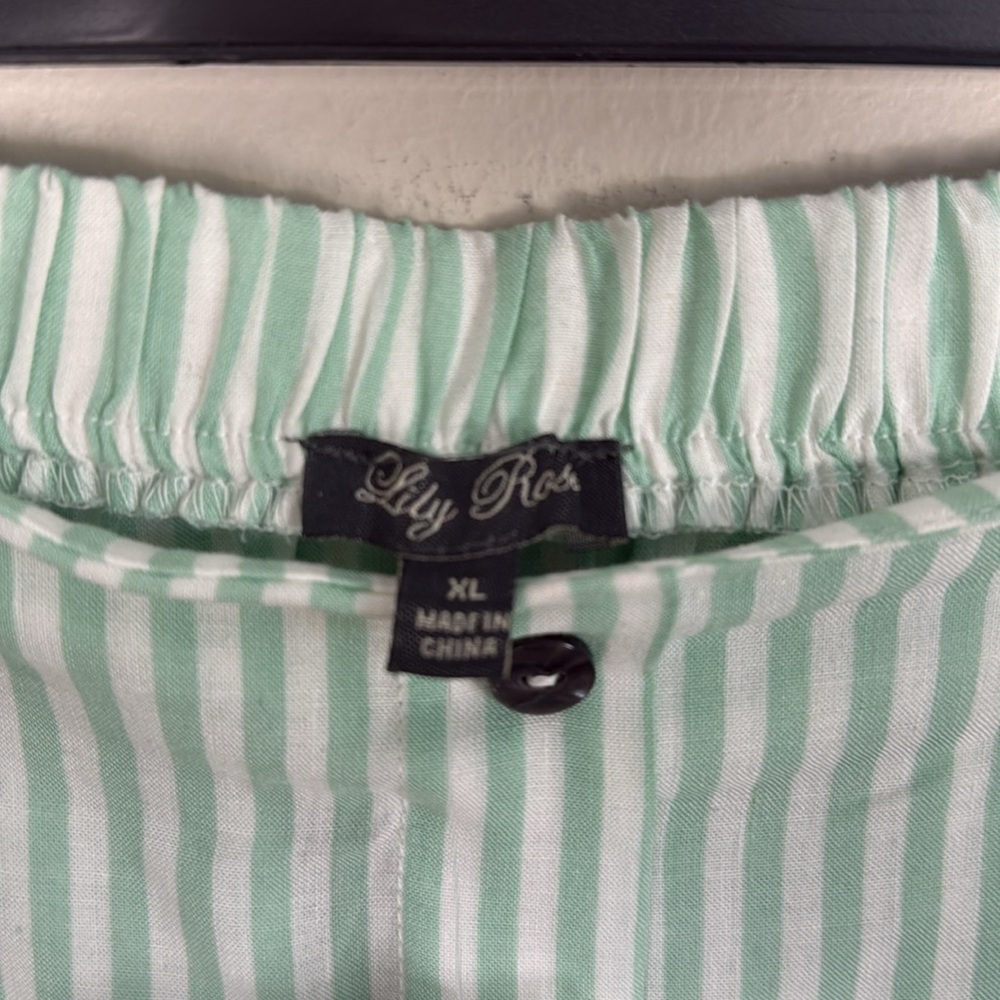 Lily Rose Mint Green and White Striped A-Line Mini Skirt Resort Wear Size XL - Picture 4 of 6